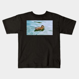 A Duck Swimming In a Pond Kids T-Shirt